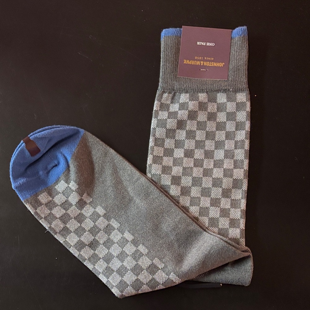 Johnston & Murphy Gray and Blue Patterned Socks